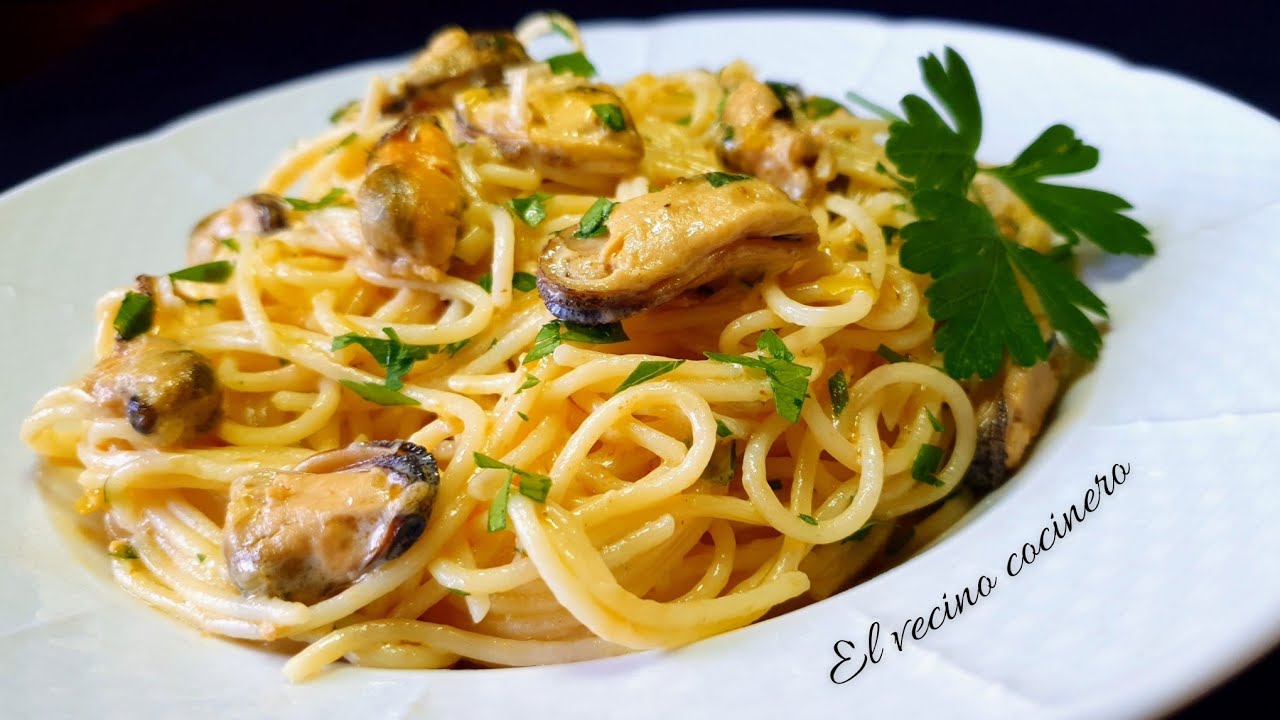 pasta con mejillones en escabeche de lata