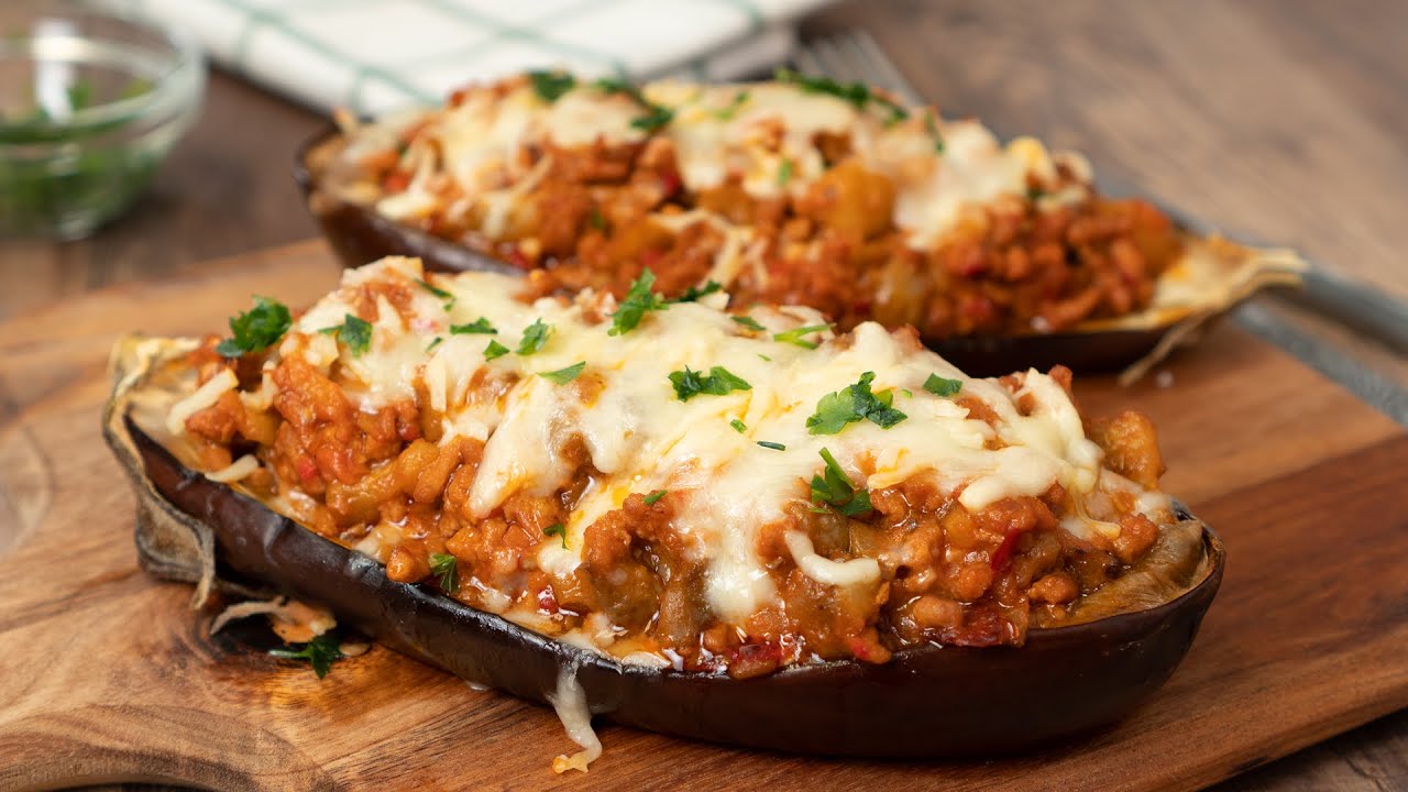 berenjena con carne picada y queso
